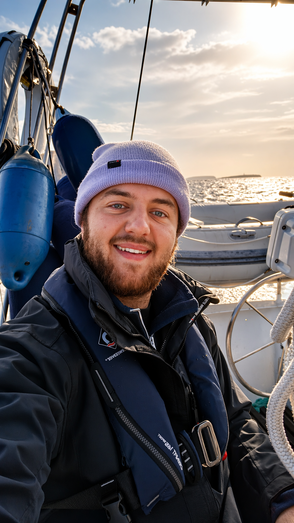 Matt Pleasant on board a sailing yacht